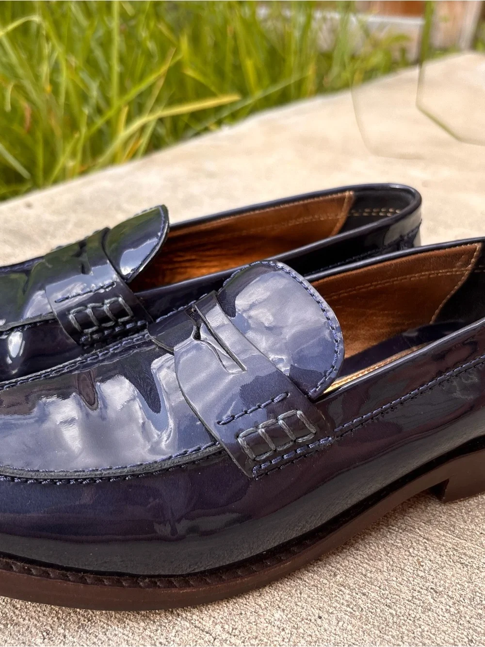 Johnston & Murphy Men's Navy Patent Penny Loafers